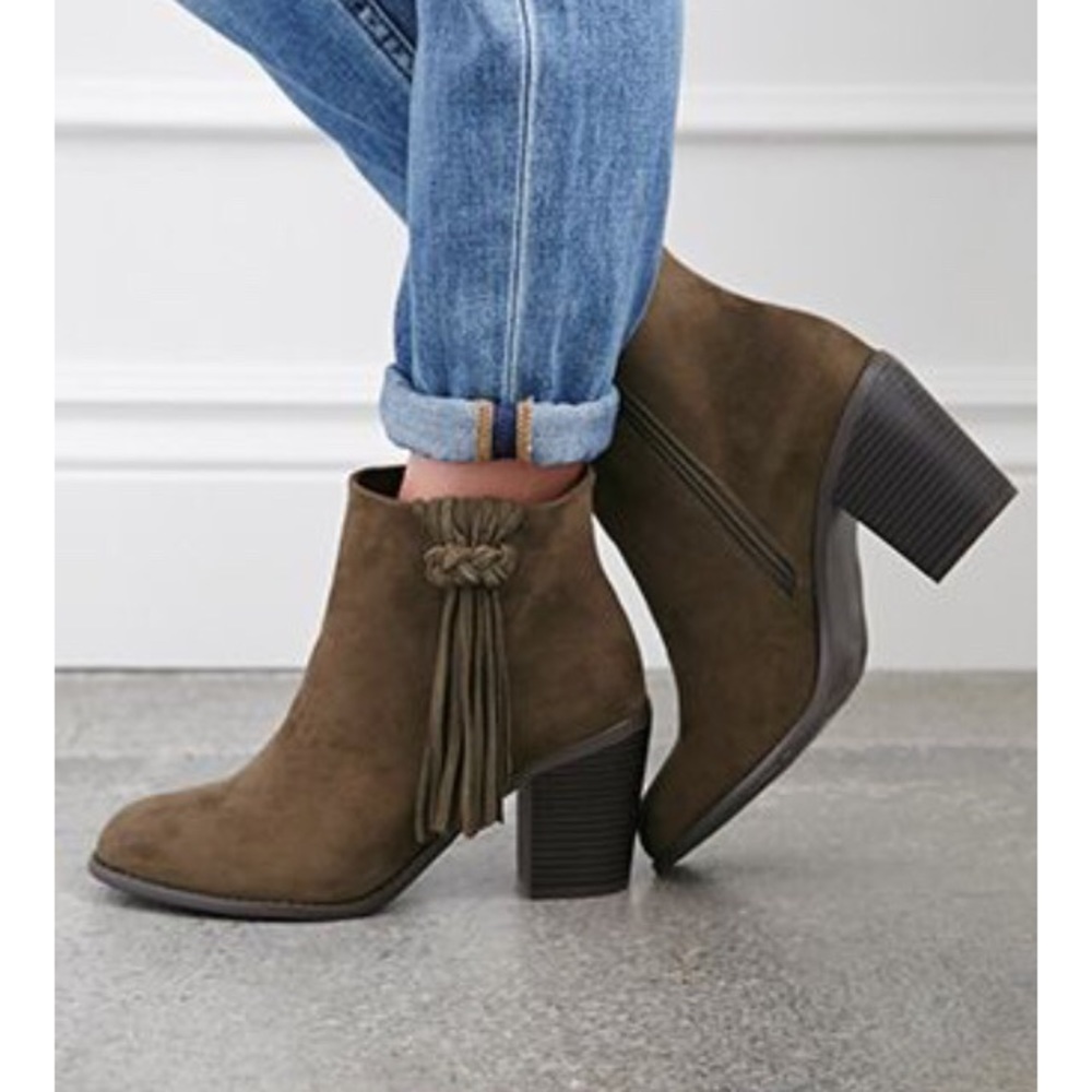 Forever21 Faux Fringed Suede Booties